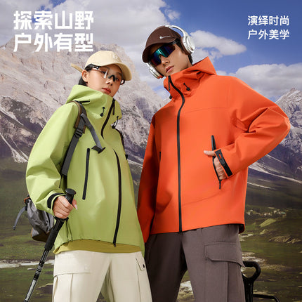 2025 Autumn Cycling Women's Single Layer Men's Mountaineering Clothing Outdoor Hard Shell Jacket Men's and Women's Single Layer Waterproof Windproof Jacket