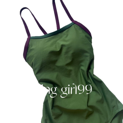 Source Manufacturer [Moss Green] Women's Swimsuit with a High-End Feel, New Model for Swimming Pools, Sexy Racing One-Piece Swimsuit