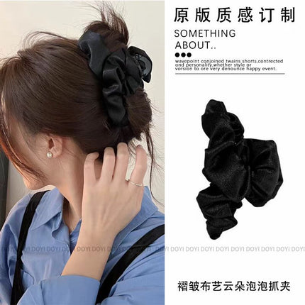 French fabric shark clip hair accessories show hair cloud fold grip clip temperament fashion back of the head hair clip wholesale