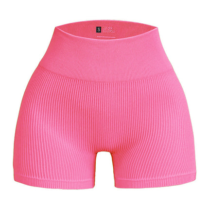 Cross-Border European and American Style Ribbed Tight-Fitting Women's Shorts and Long Pants with High Elasticity, Solid Color, Butt-Lifting Yoga Pants, Fitness Sports Leggings