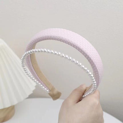 Korean version of spring and summer new style small fragrance double-layer pearl sponge hairband simple high Skull top sweet pressure hair accessories wholesale