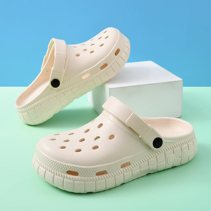 New Style Hole Shoes Women's Outer Wear Summer Non-slip Baotou Slippers for Couples Increased Breathable Wear-resistant Deodorant Beach Slippers