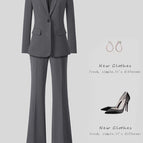 9307 gray suit + wide leg pants / 4 XL