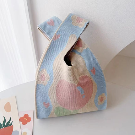 New Ins Bag Knitted Handbag Large Capacity Bucket Bag Versatile Daily Work Clothing Tote Bag Female Souvenir