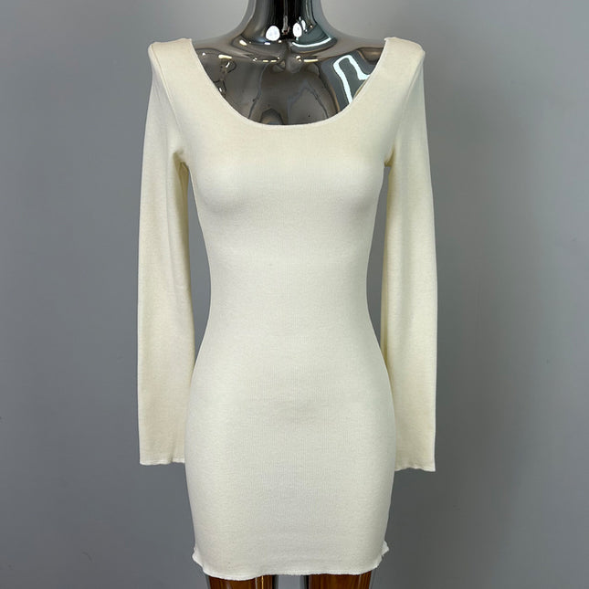 South Korea Dongdaemun Spring Summer New Winter Exquisite Curved Sexy Figure Shock Clavicle Knitted dress hc