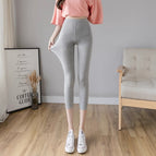 Light gray [high-waisted slimming three-quarter leggings] / M [recommendation 40-50kg ]