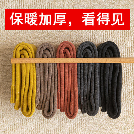 Calf Socks Women's Autumn and Winter Retro Preppy Style Extended Thickeneded Warm Heating Socks Insjk Long Terry
