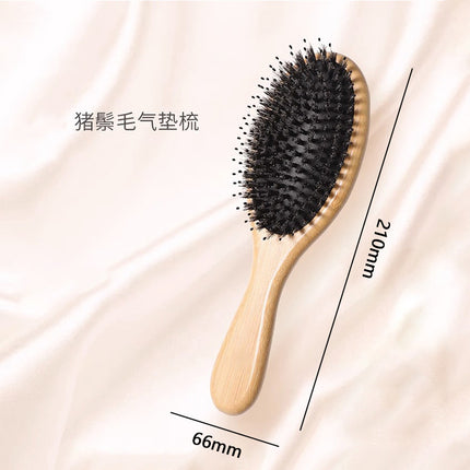 Natural and Authentic Boar Bristle Air Cushion Comb Air Bag Massage Comb Scalp Meridian Fluffy Bamboo Comb Beech Wood Comb Wholesale