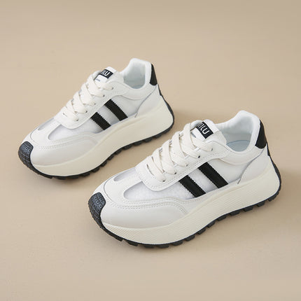 Thick-Soled Height-Increasing Mesh Casual Shoes for Women, Summer New Korean Style Breathable Dad Shoes, Lightweight Sports Shoes, Versatile White Shoes