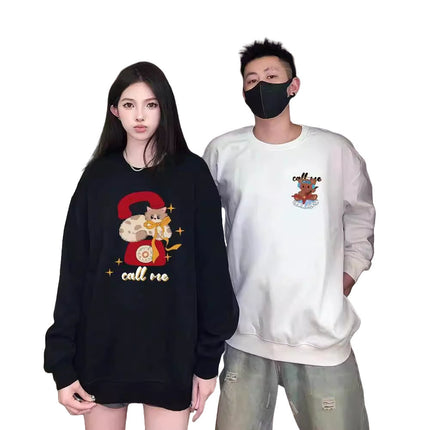High-end Men's and Women's Long-sleeved Ins Style Top Special Couple Clothing Autumn and Winter fleece-lined Round Neck Sweat Fashion Brand Class Clothes