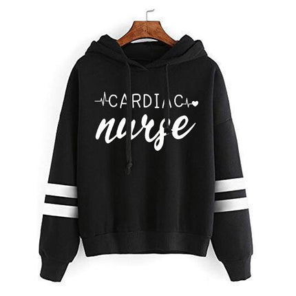 Foreign Trade Cross-border European and American Cardiac Nurse Printed Striped Parallel Bars Hoodie Men's and Women's European Code plus size