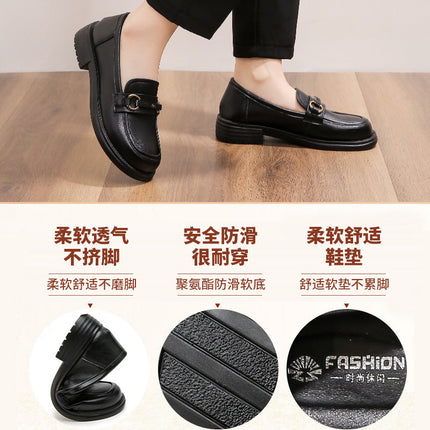 Mom's Shoes for Spring and Autumn, Non-Slip, Comfortable for Middle-Aged Women, New Soft-Soled 2026 Leather Shoes for Middle-Aged and Elderly, Soft Surface Single Shoes