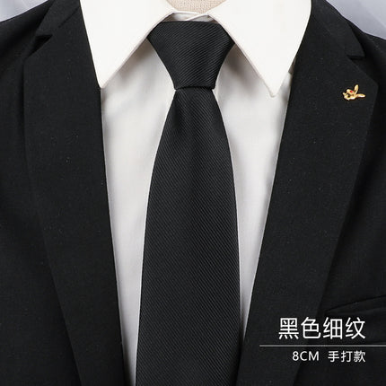 Men's Black Tie Men's Formal Wear Korean Style 8cm Student Women's Suit Business Lazy Zipper Wedding Professional Fashion