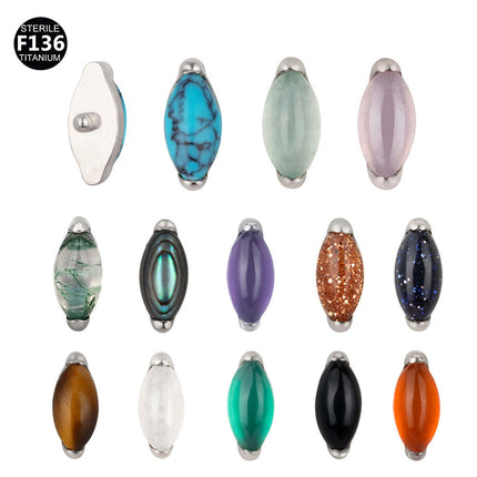 F136 titanium alloy natural stone 0.9 teeth horse eye puncture lip ear nail tongue nail foreign trade hot factory in stock wholesale