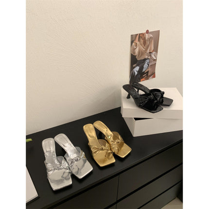 2025 European and American Summer New Fashion Open-Toe Slip-On Stiletto Heel Sandals