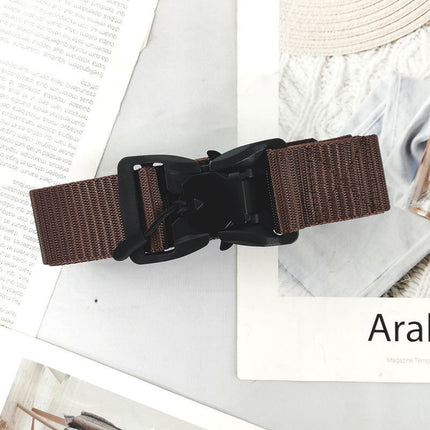 Explosive outdoor tactical belt magnetic suction buckle men's and women's convenient nylon elastic woven belt factory straight hair