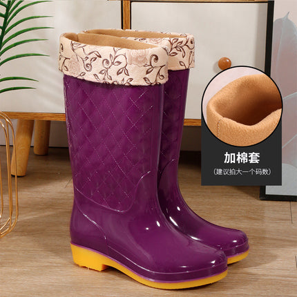 Rain Boots women's new fashion outdoor water shoes women's waterproof non-slip rain boots fleece-lined tendon sole rubber shoes overshoes 2022