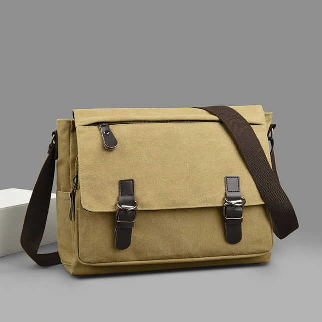 Korean Style Canvas Crossbody Bag Trendy Shoulder Bag Men's Large Capacity Student Computer Bag Camera Bag Large Factory Direct Sale