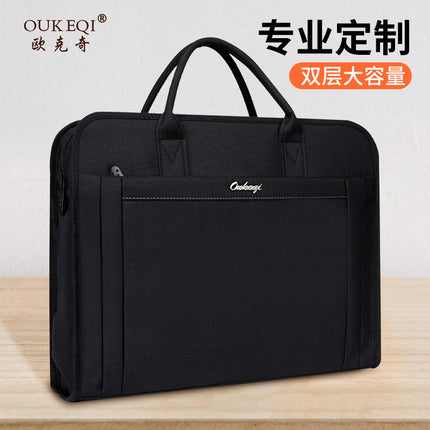 Waterproof Large-Capacity Portable Briefcase Oxford Cloth Portable Document Storage Bag Printed Office Document Bag