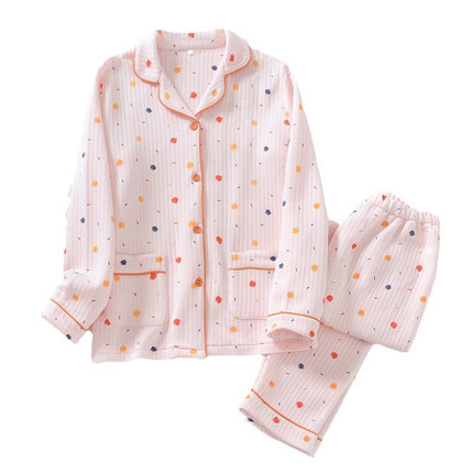 Factory high quality Autumn and Winter Air Cotton Pajamas Women's Warm Three-Layer Quilted Long-Sleeved Outwear suit