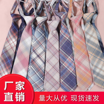 jk Japanese Style Plaid Women's Collar Flower Black Tie Collar String College Style Ribbon Bow Shirt ins Sailor Suit