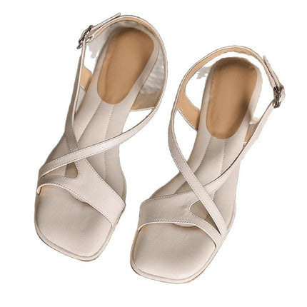 French-Style Beautiful Super-Soft Small Sandals for Women to Wear in Summer, Thick Heels, Soft Soles, High Heels That Don'T Tire Your Feet, and Skirts