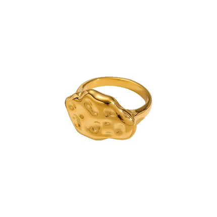 European and American Cross-Border Geometric Irregular Rings Retro Fashion Texture Furnace Vacuum Gold-Plated Ring Index Finger Ring Wholesale