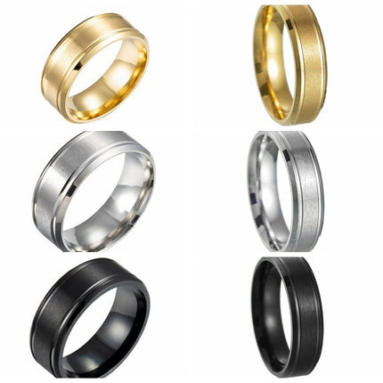 26 Cross-Border Popular Brushed Matte Wedding Rings for Men, 6/8mm Wide, Hot-Selling on Wish and Amazon Independent Sites