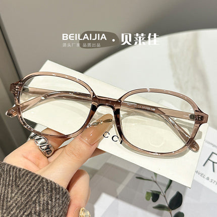Ultra-Light Retro Tr Plain Eyeglass Frames for Women, Chanel-Style Blue Light Blocking Glasses, High-End Eyeglass Frames