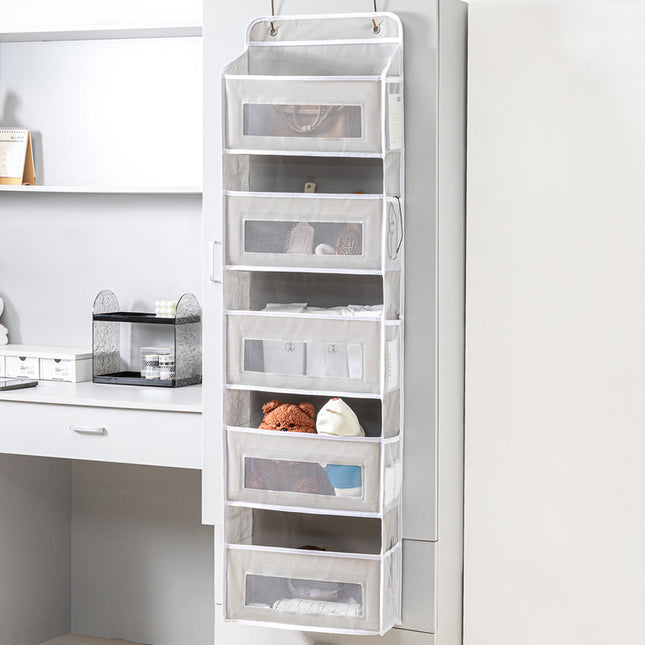 Door Storage Hanging Bag Household Non-perforated Multi-layer Storage Bag Fabric Hanging Pocket Dormitory Top Bed Hanging Basket Finishing