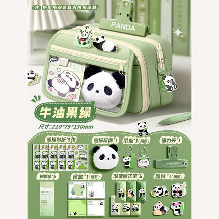Large-Capacity Panda Pencil Bag High-Value Stationery Bag 2025 Girls New Multi-Functional Stationery Box Set Junior High School Students