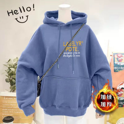 Wine Red Hooded Sweatshirt Women's oversize Loose Autumn and Winter Fashion All-match American Top Spring and Autumn Jacket