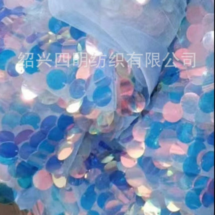 Encrypted original magic color laser fish scale sequin cloth, Mermaid sequin embroidered cloth, factory direct supply spot