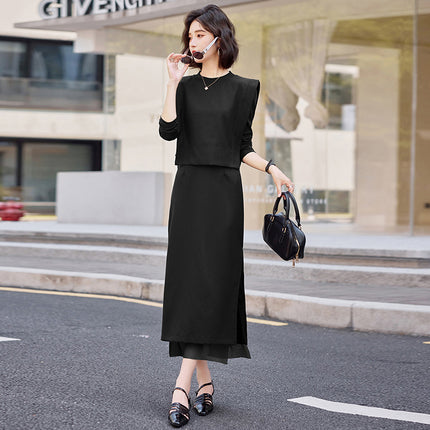 Fashionable Casual Sweatshirt Set Dress for Women 2025 Spring and Autumn New Slimming Elegant Age-Reducing Two-Piece Skirt Set
