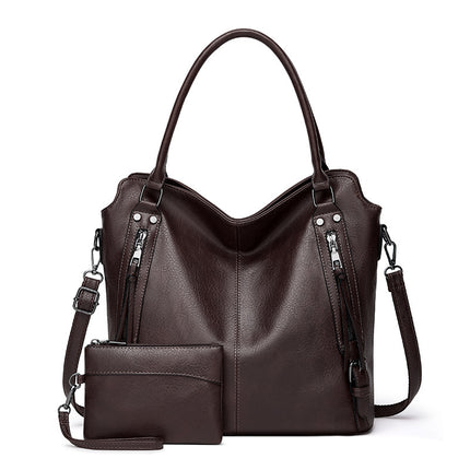2024 New Women's Bag European and American Big Bag Foreign Trade Portable Tote Bag Soft Leather Large Capacity Shoulder Crossbody Women's Bag