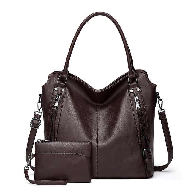 2024 New Women's Bag European and American Big Bag Foreign Trade Portable Tote Bag Soft Leather Large Capacity Shoulder Crossbody Women's Bag