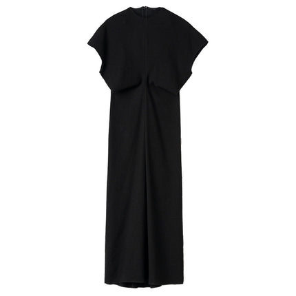 2023 Summer New Pinch Pleated Waist Dress Texture Linen Blended Light Mature Long Dress