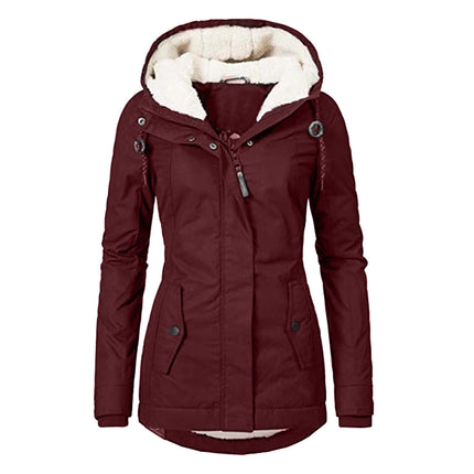 2021 Cross-Border European and American Wish Autumn and Winter New Women's Jacket Solid Color Pocket Zipper Long Sleeve Fleece Elegant Style 10
