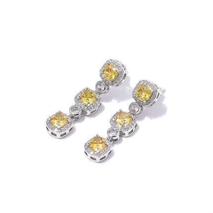 Square Fashion European and American Bridal suit Banquet Luxury Necklace Earrings Ring Bracelet AAA Zircon Jewelry suit