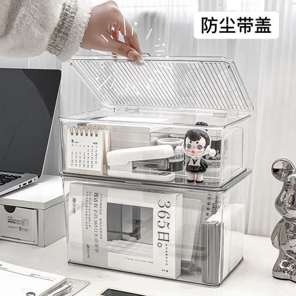 Acrylic Storage Box with Lid for Desktop, Desk Organizer for Cosmetics, Jewelry, and Miscellaneous Items, Multifunctional Storage Basket