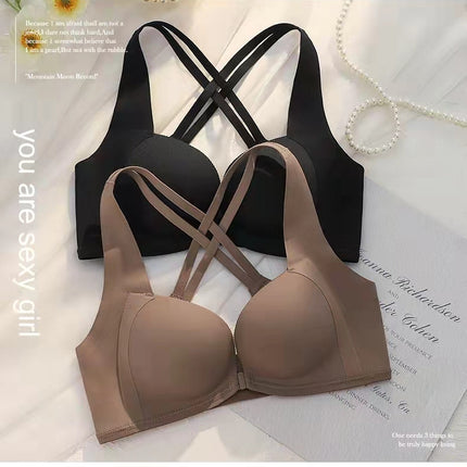 Original quality seamless underwear women's small chest push up breast collection anti-sagging wireless front buckle beauty back bra thin