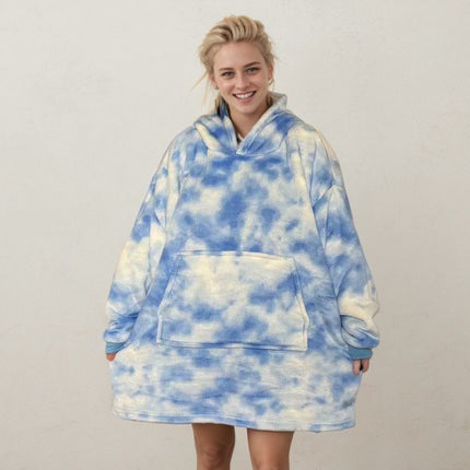 Hooded Blanket Hoodie Blanket Cross-Border Flannel Thickened Lamb Fleece Robe Fleece Pullover Tv Blanket