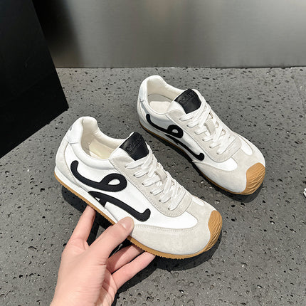 2026 Spring/Summer Yang Mi's Popular Style Sports Trainers with Hidden Height Increase, Waffle-Style Casual Ballet Shoes with Height Increase