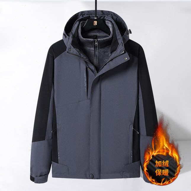 Men's and women's same outdoor jacket fleece-lined couple's jacket detachable three-in-one warm casual mountaineering men's clothing