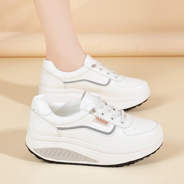 White Shoes for Women, Mother's Shoes, 2025 Spring & Fall New Rocking Shoes, Sports Shoes, Thick-Soled Casual Shoes, Breathable Commuter Shoes