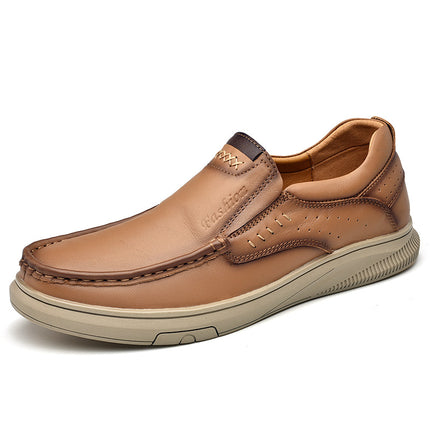 Loafers Men's 2025 New Slip-on Leather Casual Leather Shoes Men's Soft Sole Non-slip Wear-resistant Middle-aged and Elderly Dad's Shoes