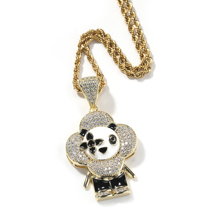 Cross-border European and American Hip-hop Creative New Donkey Flower Pendant Shining Micro-inlaid Zircon Jewelry Men's and Women's Couple Pendant