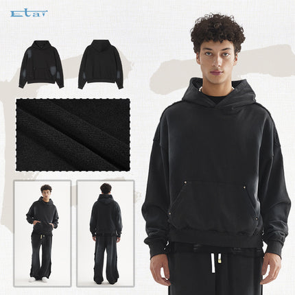 ETAI Men's Wear | Chao Brand Short Wide Wash Water to Make Old Wei Yi High Quality Broken Seam Stitching Spray Ma Ji Heavy Wei Yi