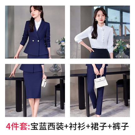 navy blue Professional suit Women's Fashion Elegant Suit Shirt Three-piece Hotel Manager Work Clothes Front Desk Uniform