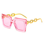 Transparent deep pink frame pink flakes